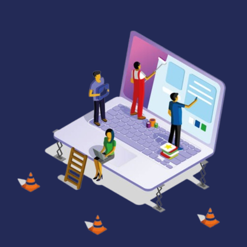 "Creative team illustration working on responsive web designing and Social Media Marketing Agency In Surat Surat"