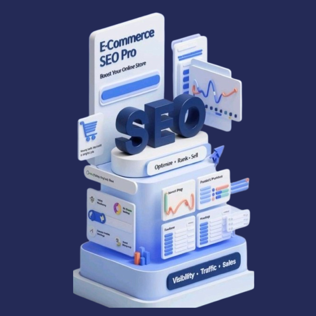 Creative 3D illustration representing SEO strategies by a leading SEO Agency in Surat, focusing on visibility, traffic, and sales growth.