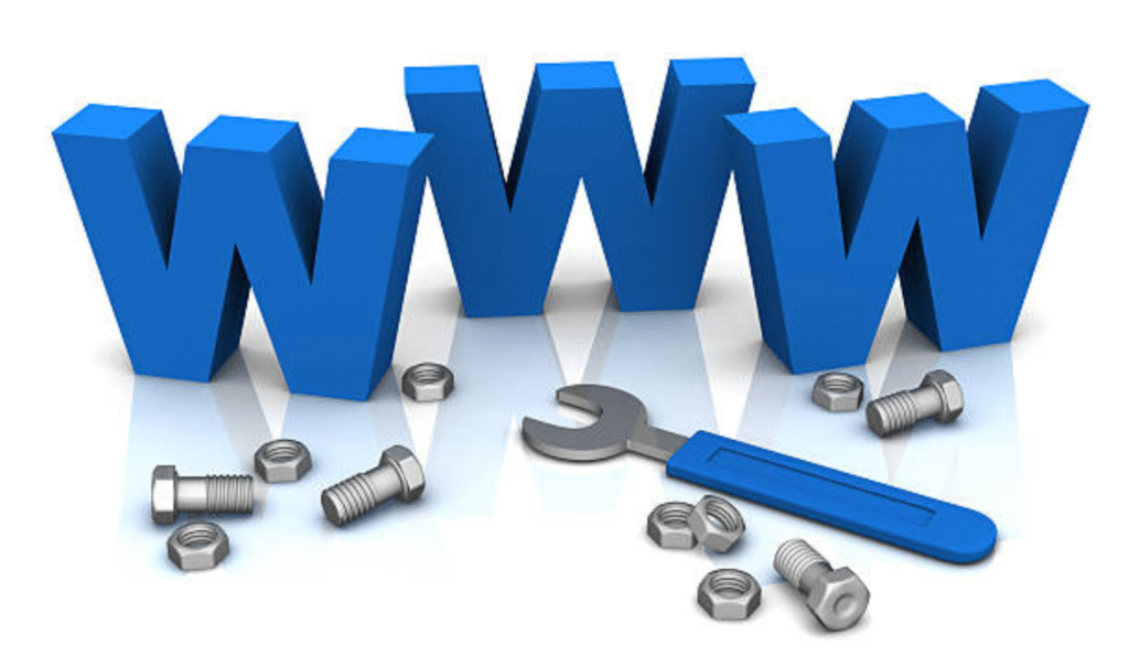 "Digital marketing services concept with WWW and tools for website setup and optimization"